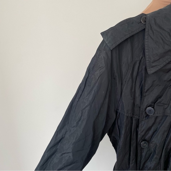 Jean Paul Gaultier 2 Squared Vintage Black Double Breasted Crinkle Trench Coat M - Picture 12 of 12